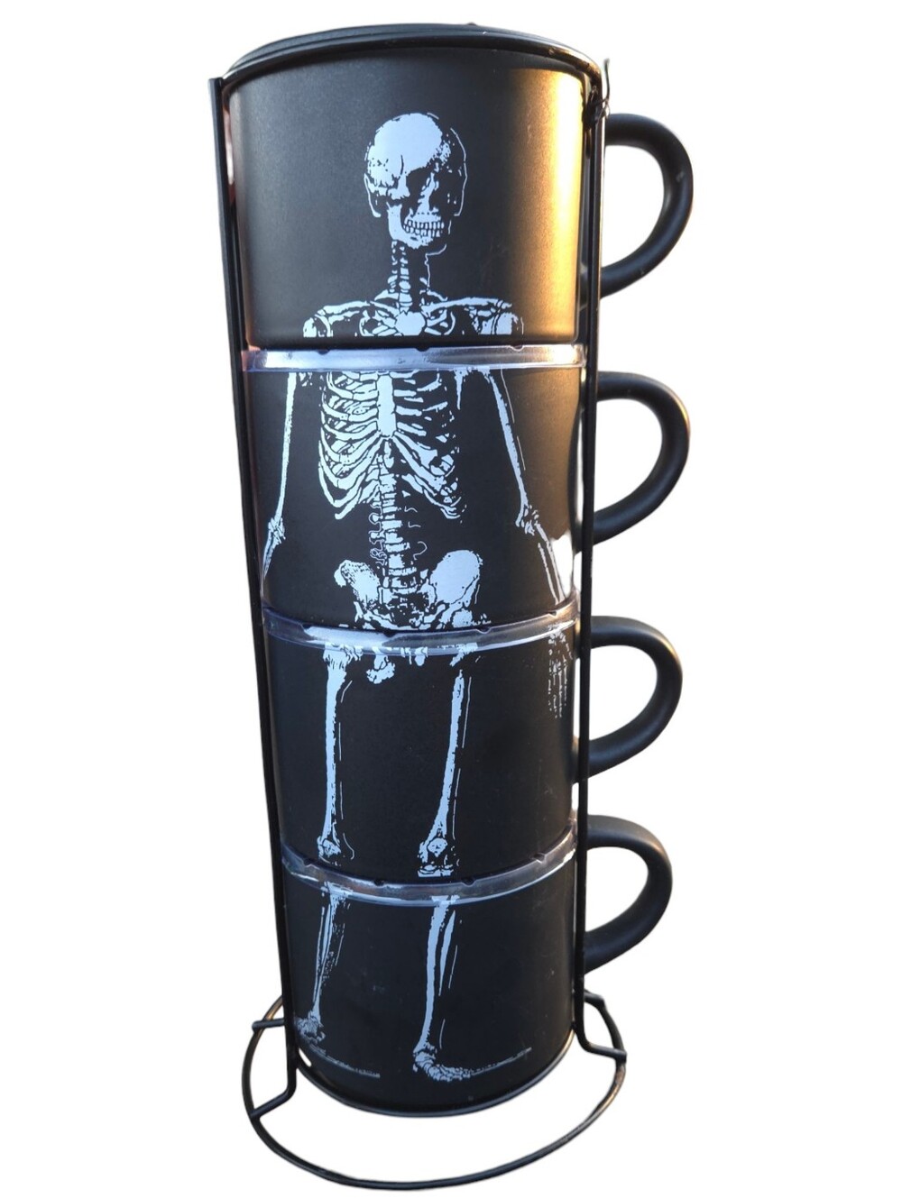 Prima Design-Set of Four Ceramic Skeleton Stacking Mugs Brand New. SEE ALL PIX